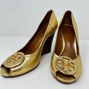 Tory Burch Gold Wedge Heels
